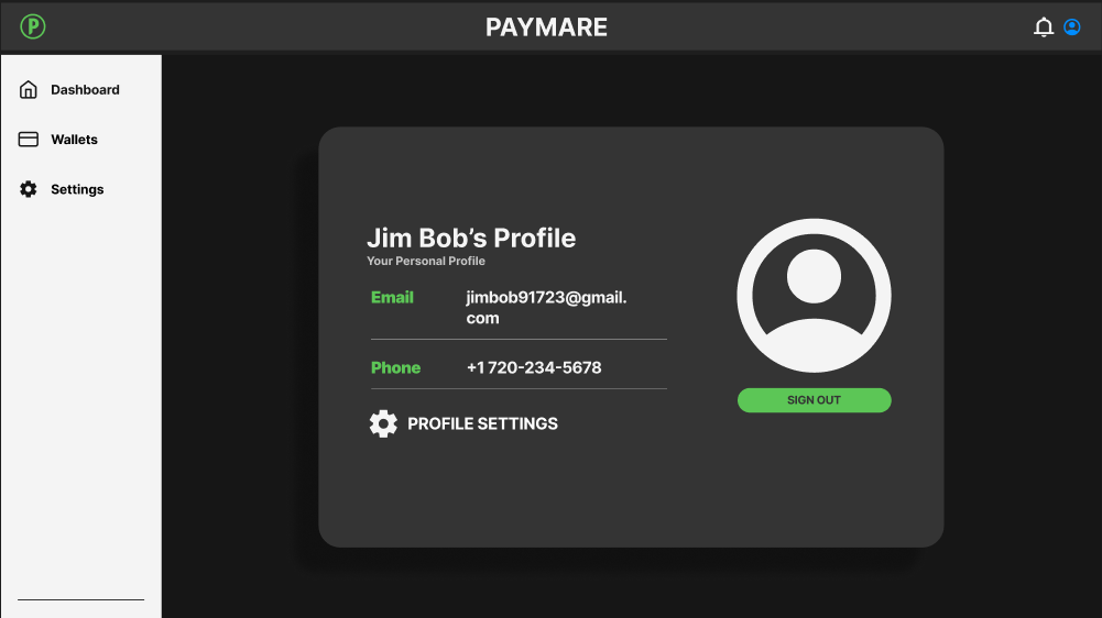 Screen for your Paymare profile