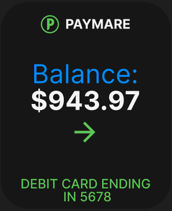 Screen displaying the balance of a chosen card.