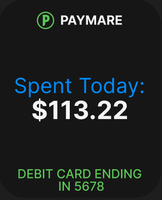 Screen showing how much money you spent in the last 24 hours.